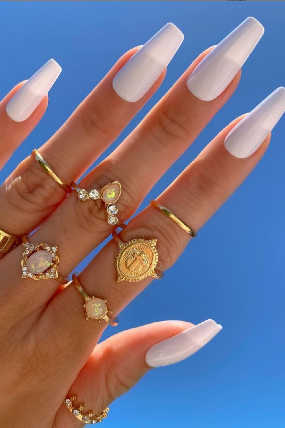 40 Acrylic White Coffin Nails For Prom Nail Design 2021!