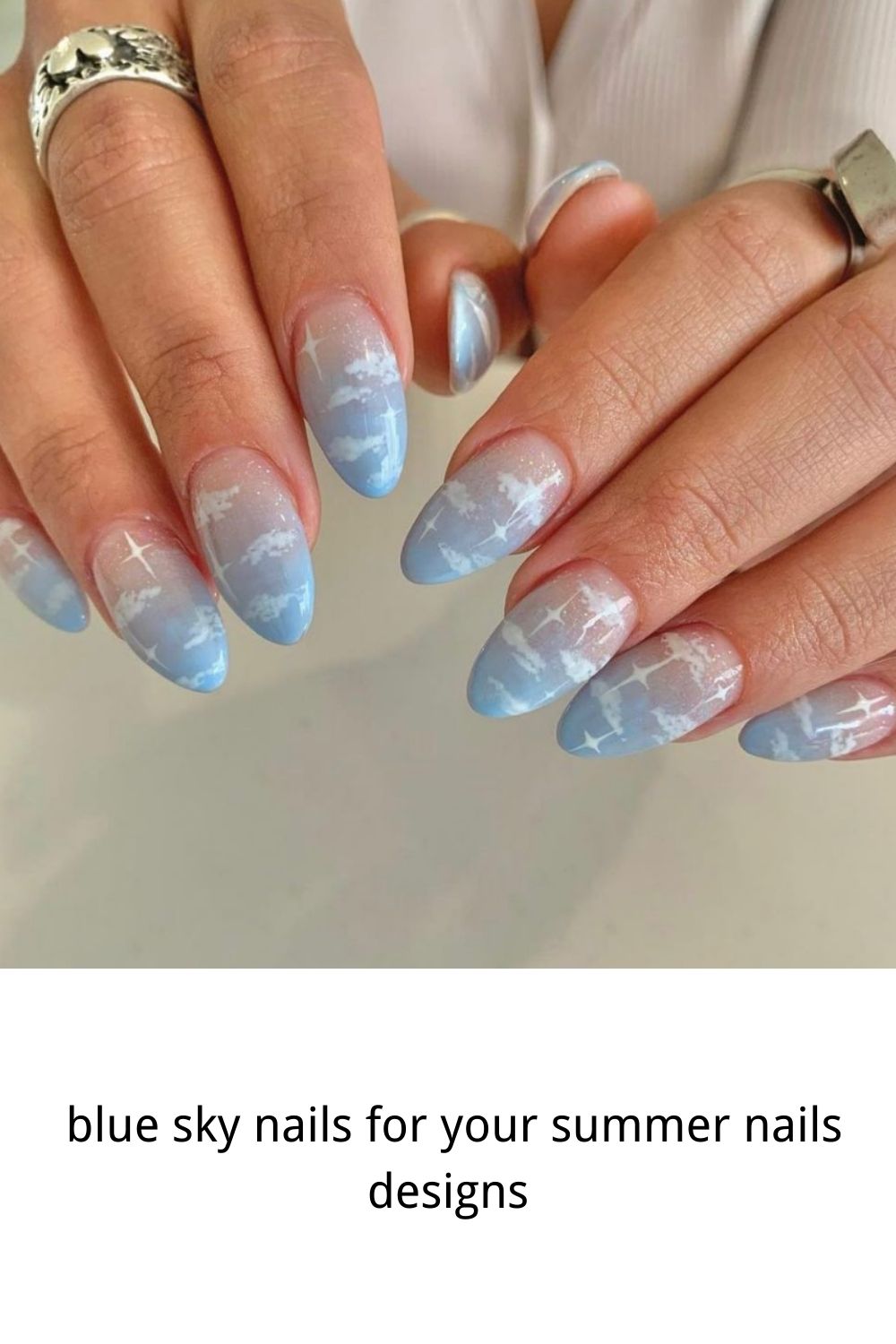 Pretty blue sky nails designs and ideas for your summer nails 2021 