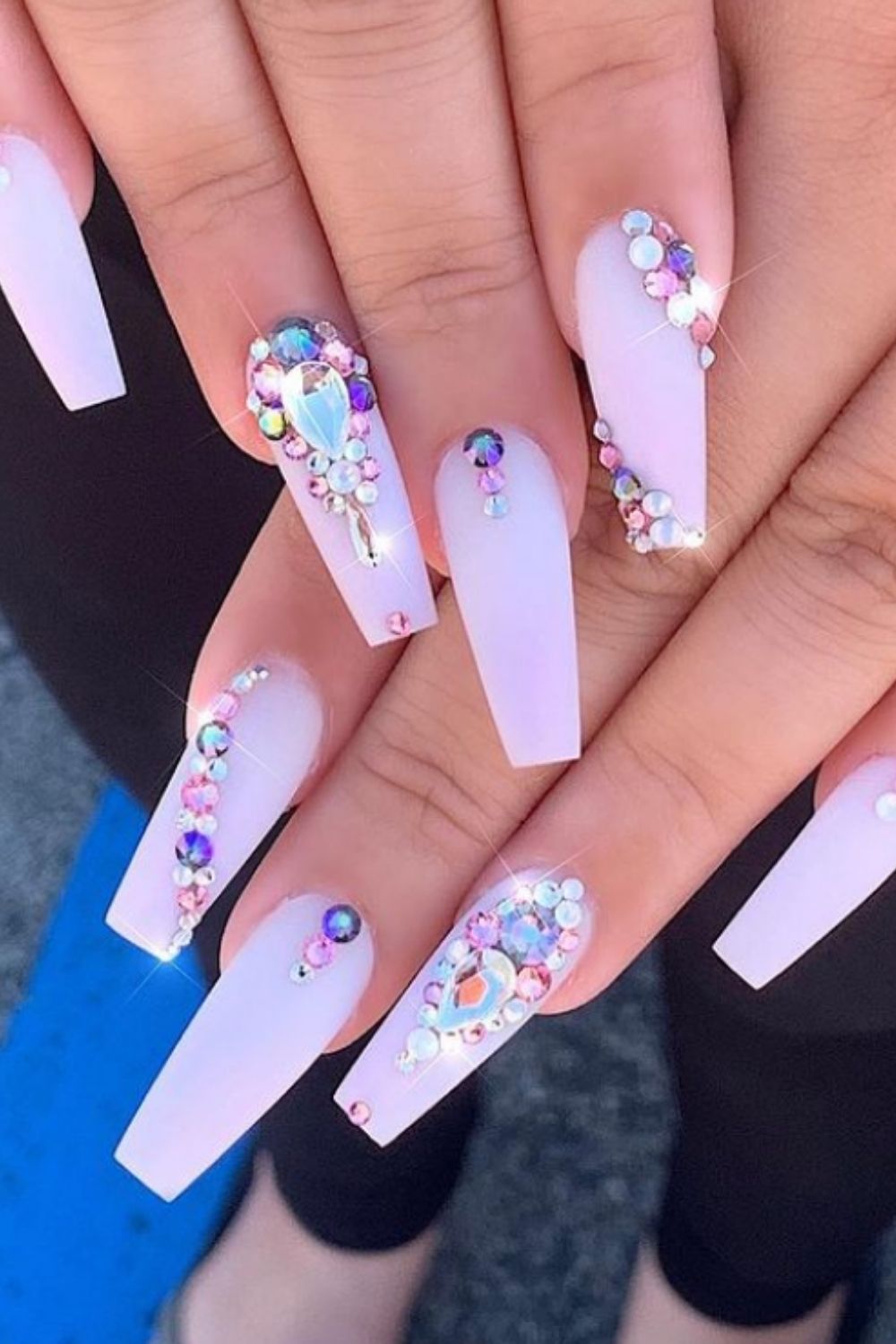 40 Acrylic White Coffin Nails For Prom Nail Design 2021!