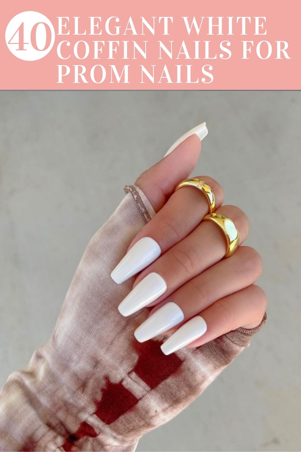 40 Acrylic White Coffin Nails For Prom Nail Design 2021!