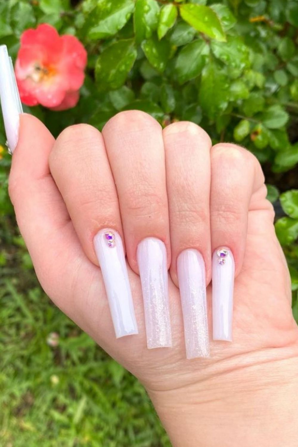 40 Acrylic White Coffin Nails For Prom Nail Design 2021!
