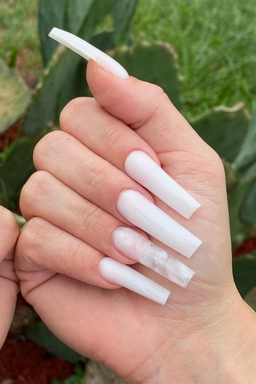 40 Acrylic White Coffin Nails For Prom Nail Design 2021!