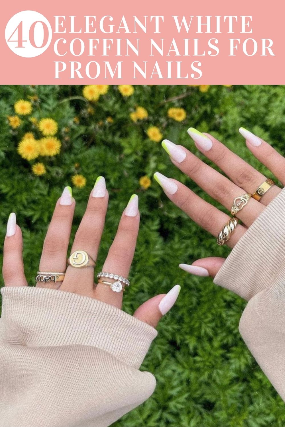 40 Acrylic White Coffin Nails For Prom Nail Design 2021!