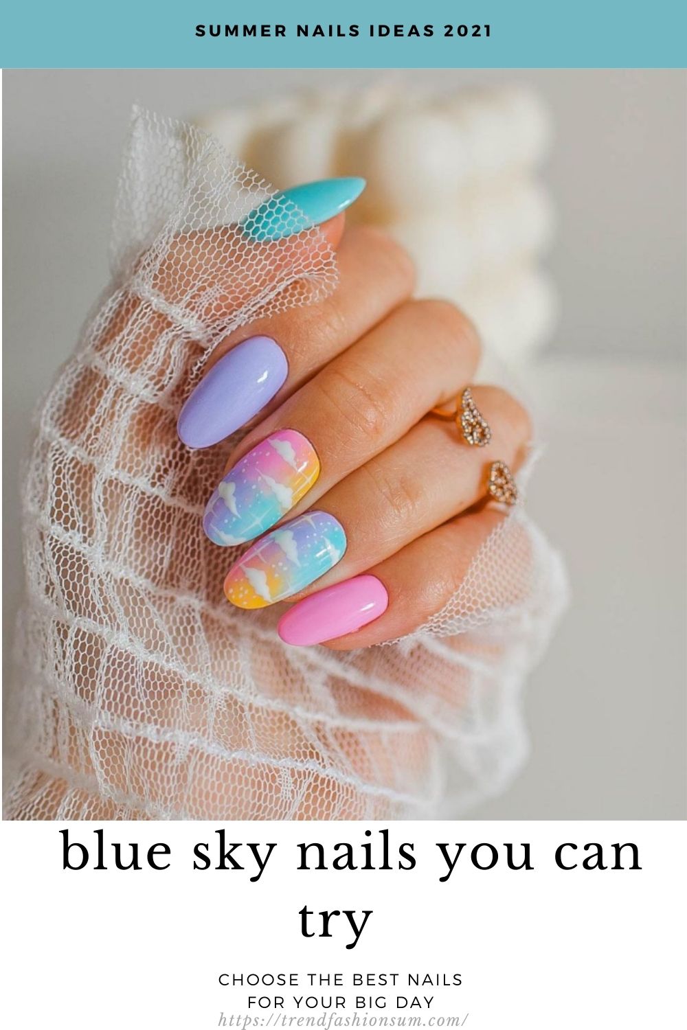 Pretty blue sky nails designs and ideas for your summer nails 2021 