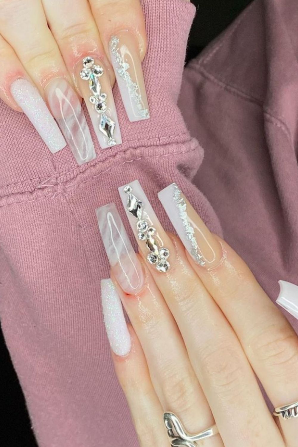 40 Acrylic White Coffin Nails For Prom Nail Design 2021!