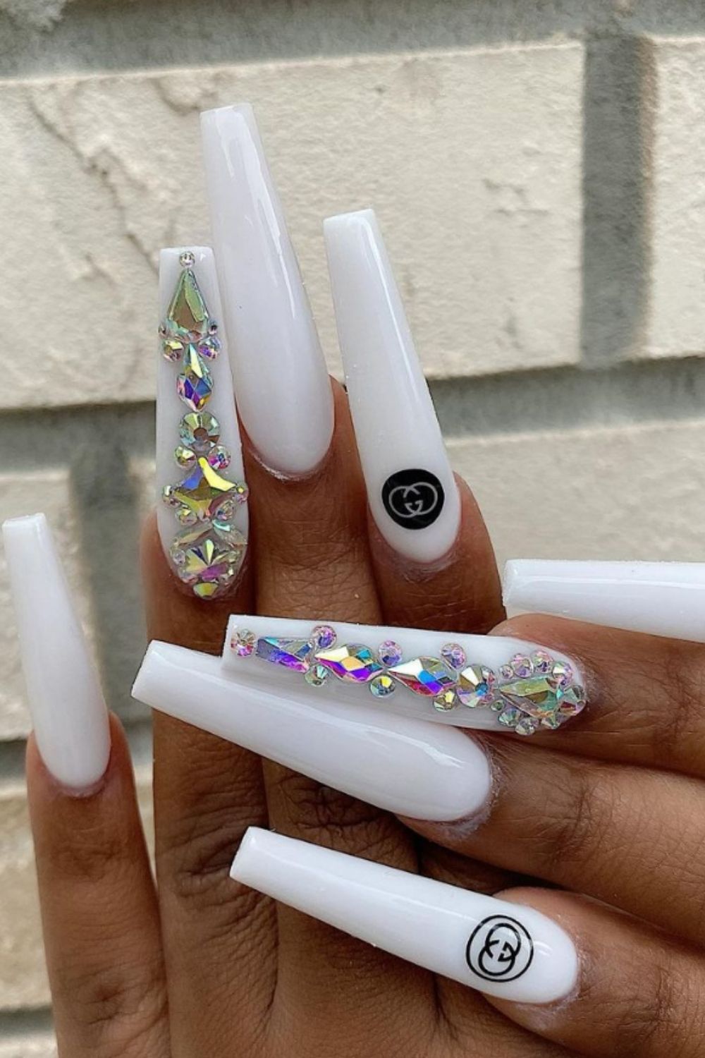 40 Acrylic White Coffin Nails For Prom Nail Design 2021!