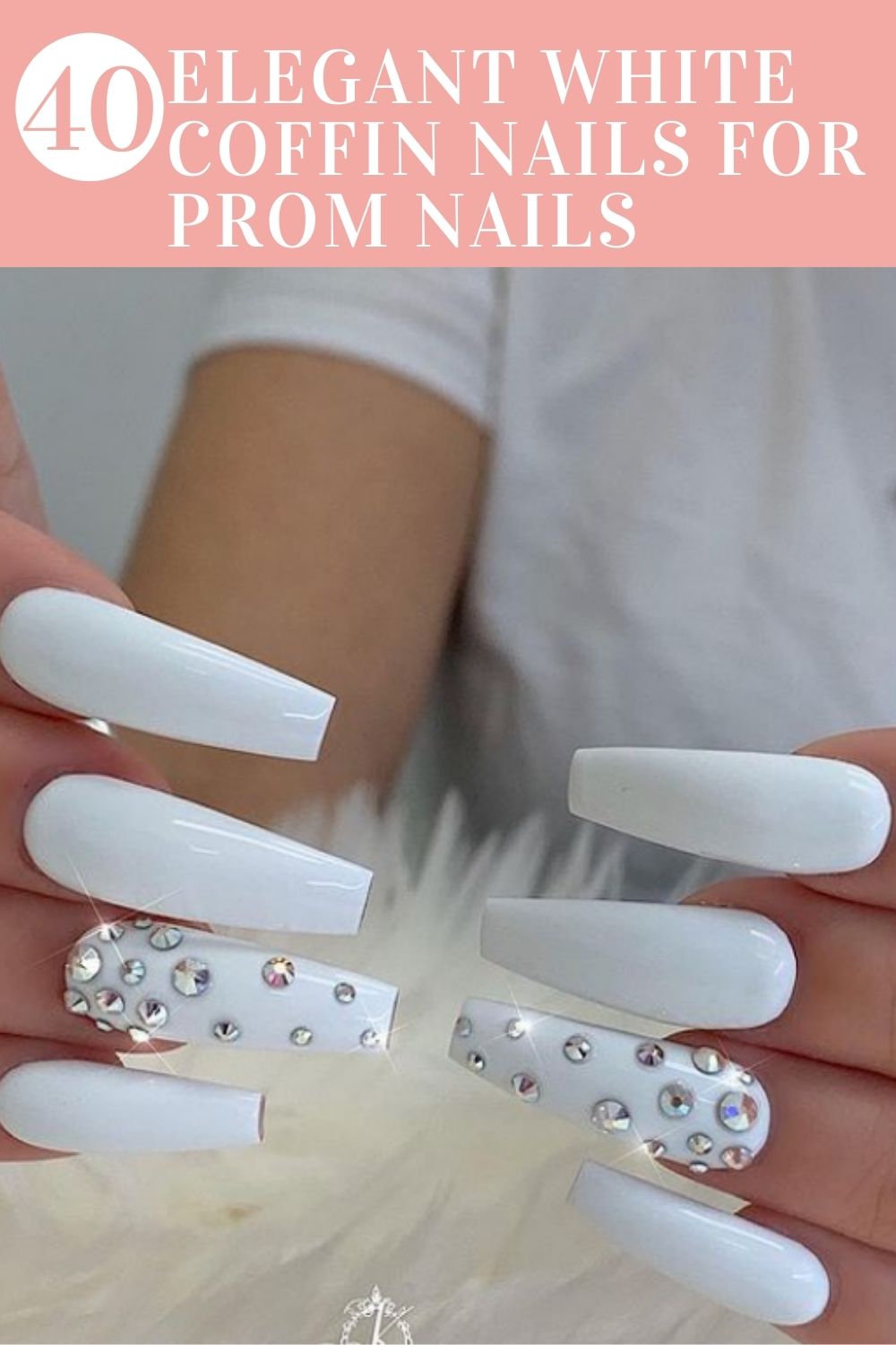 40 Acrylic White Coffin Nails For Prom Nail Design 2021!