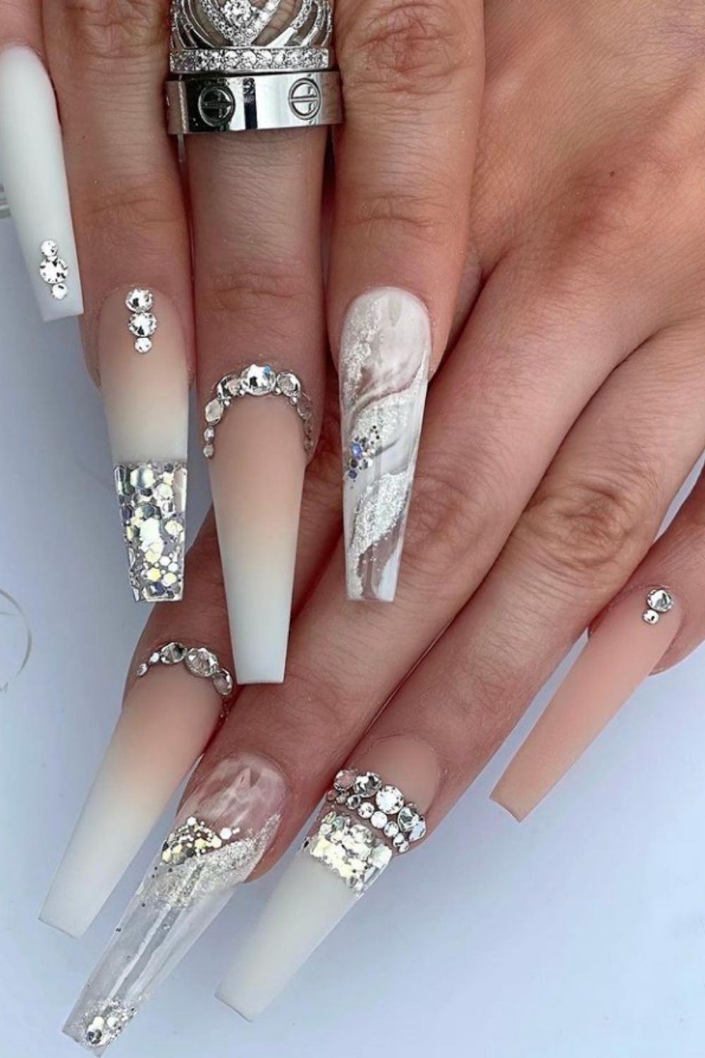 40 Acrylic White Coffin Nails For Prom Nail Design 2021!
