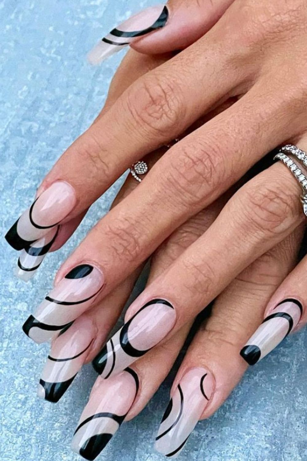 Coffin nails French tip | Trendy Summer nail designs and nail polishes 