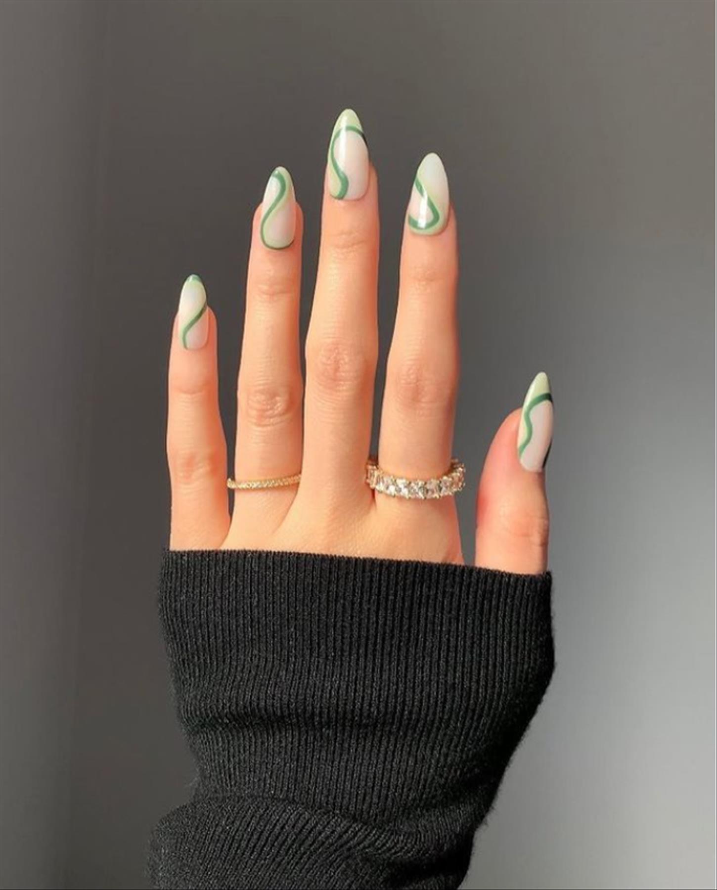 30 Unique olive green nails for your next nail for 2022